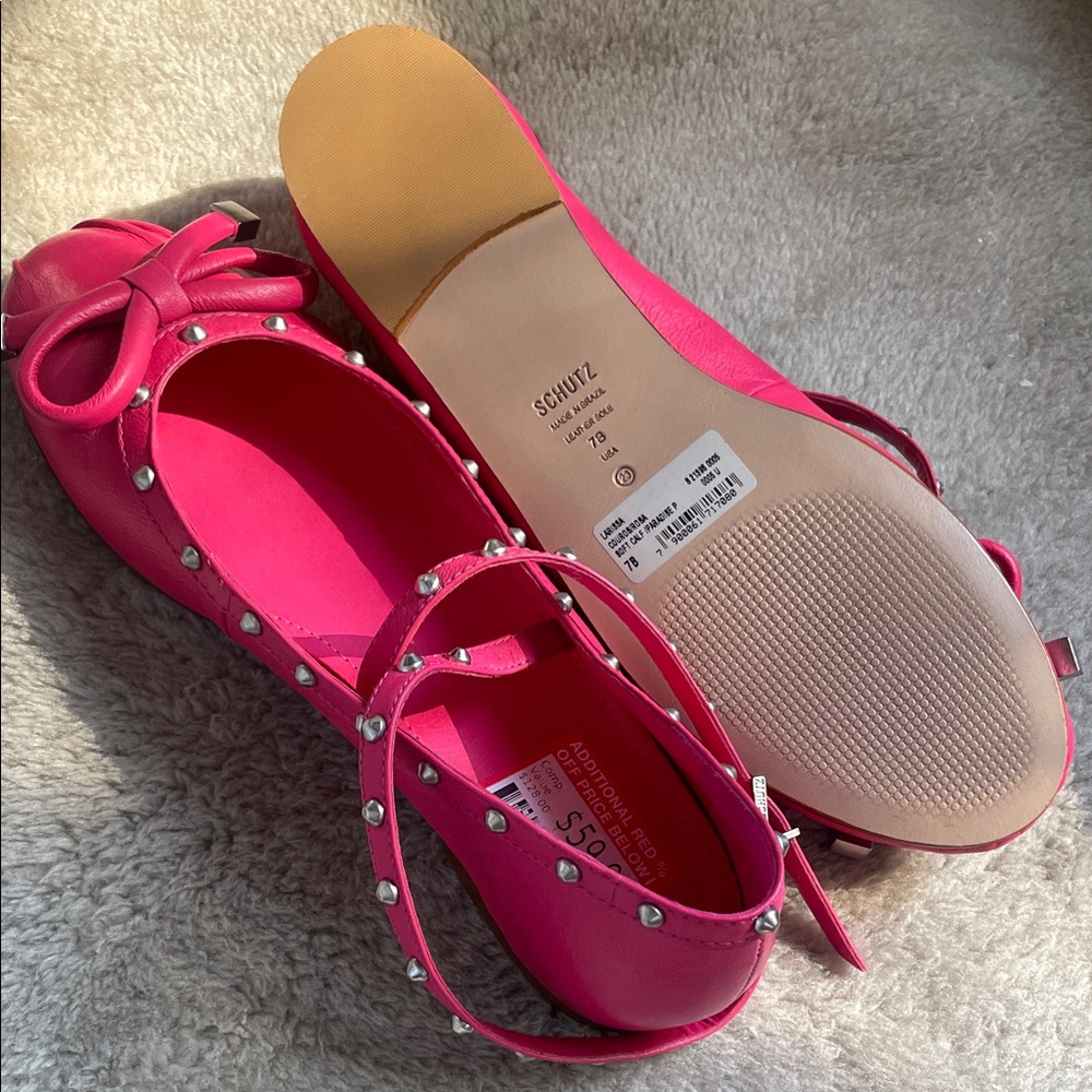 Pink Studded Shoes with ankle strap - Picture 3 of 5
